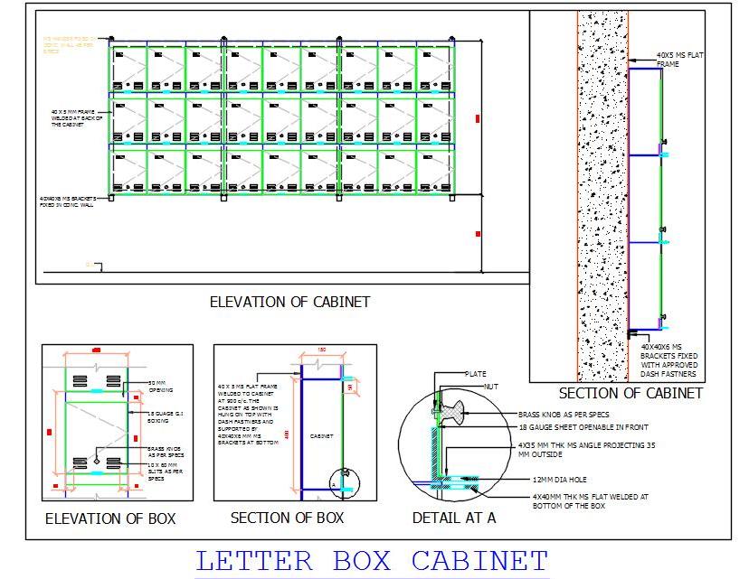 Letter Box Cabinet CAD- MS Frame & GI Sheet Box Design